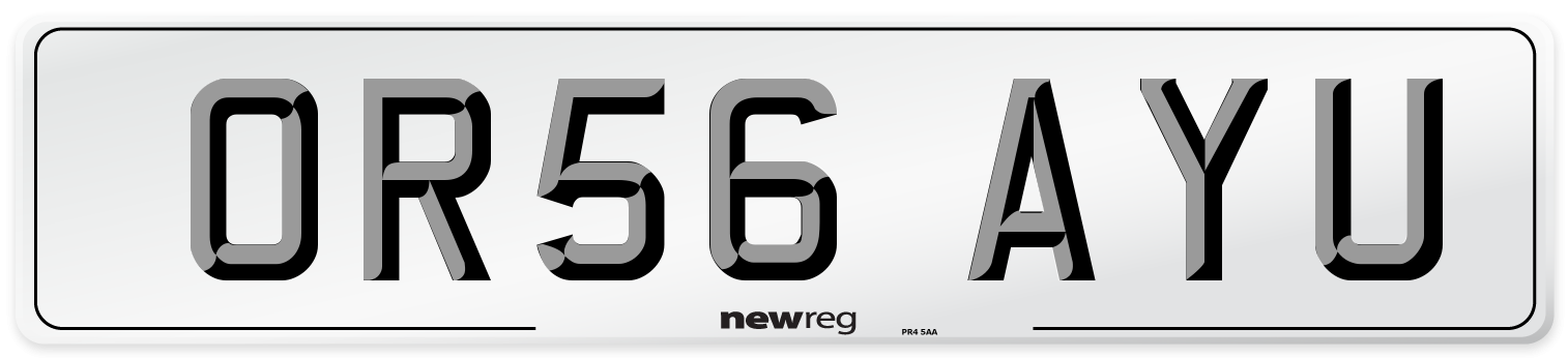 OR56 AYU Number Plate from New Reg